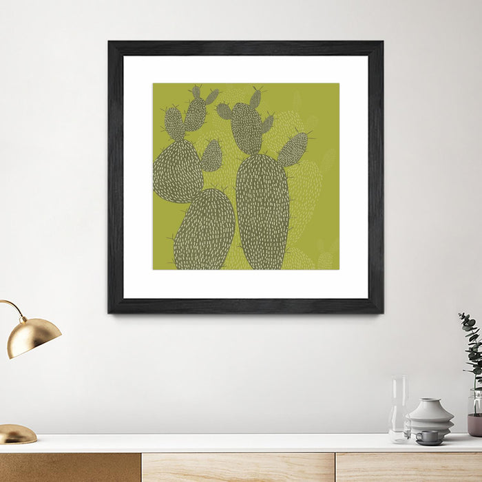 \"Opuntia I\" Matted and Framed Black 36x36 Wall Art