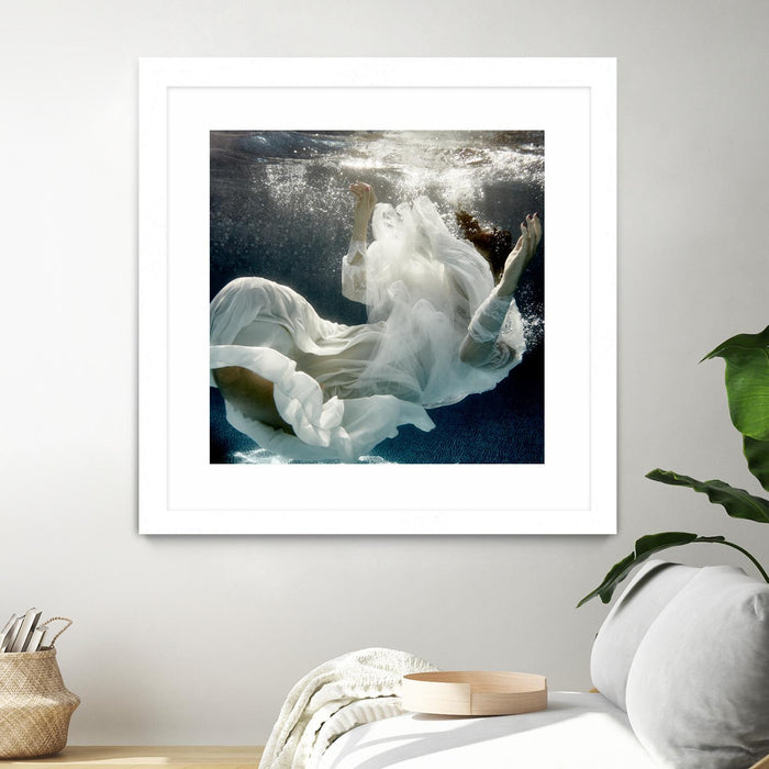 \"Float 3\" Matted and Framed White 36x36 Wall Art