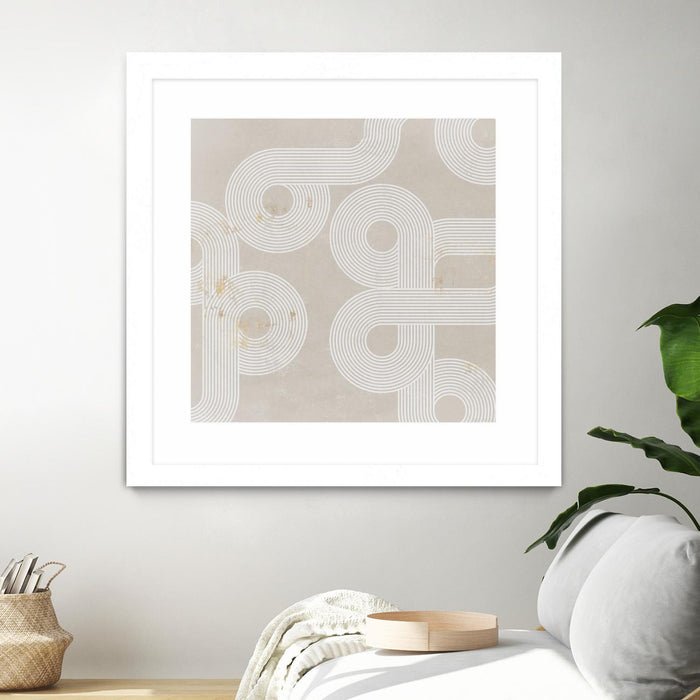 \"Fluxus I\" Matted and Framed White 30x30 Wall Art
