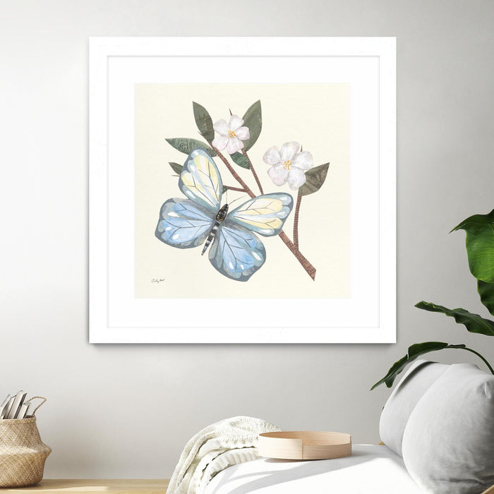 \"In The Garden Butterfly\" Matted and Framed White 30x30 Wall Art