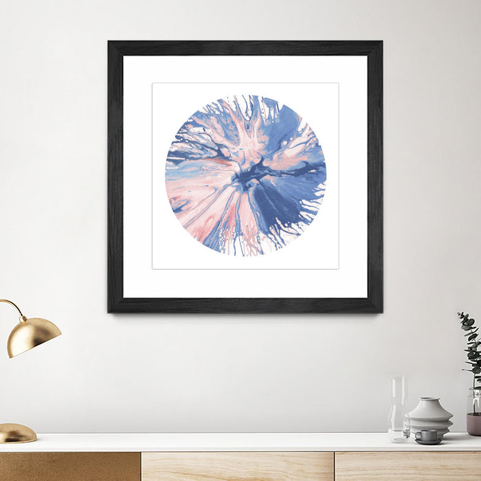 \"Spin Art 21\" Matted and Framed Black 30x30 Wall Art