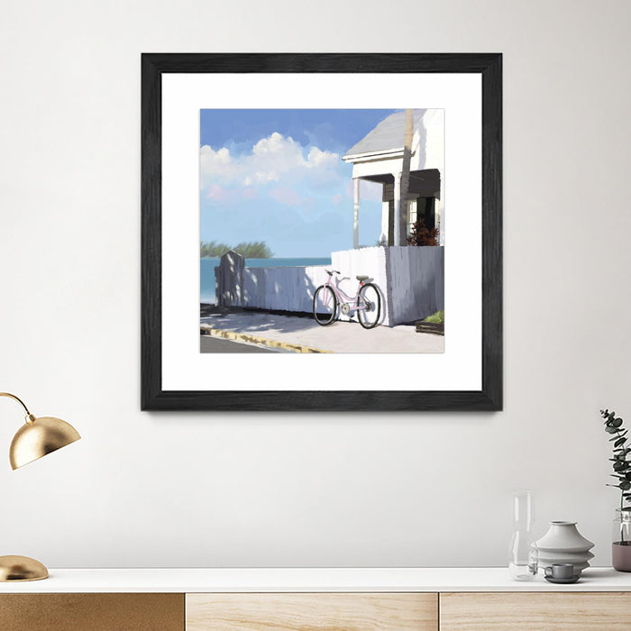 \"Key West Cabana Ii\" Matted and Framed Black 30x30 Wall Art