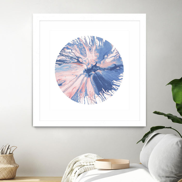 \"Spin Art 21\" Matted and Framed White 30x30 Wall Art