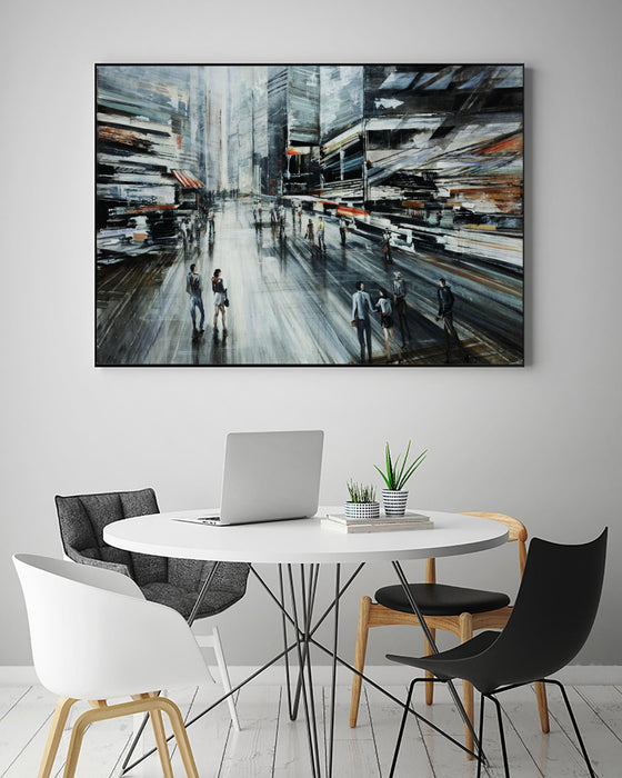 \"Rush\" Canvas Framed Black 36x24 Wall Art
