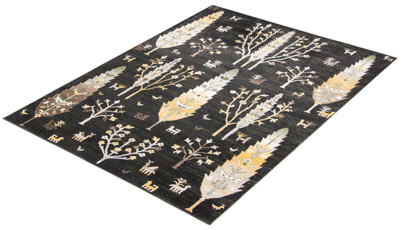 Pine Black Machine Washable Area Rug - 5'0\" x 7'0\"