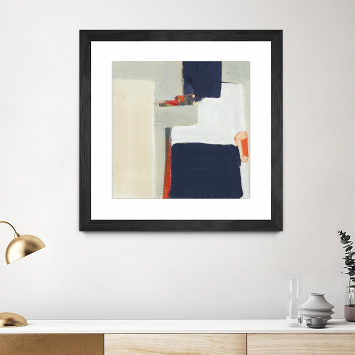 \"Bay Bridge V1\" Matted and Framed Black 36x36 Wall Art