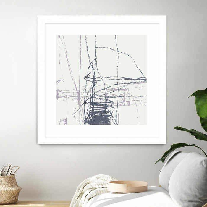 \"Chalk Doodles G\" Matted and Framed White 36x36 Wall Art