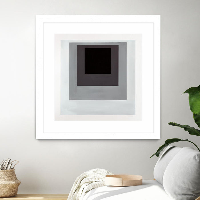\"Inside Box Thinker\" Matted and Framed White 30x30 Wall Art