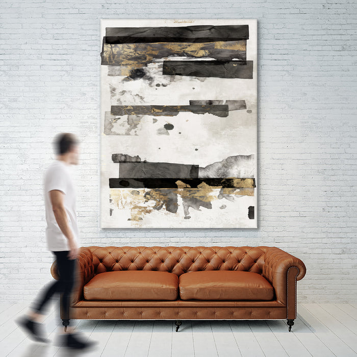 \"Gold And Black Ink Ii\" Giant Art 72x54 Wall Art