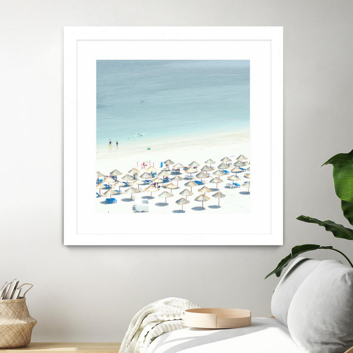 \"Sesimbra I\" Matted and Framed White 36x36 Wall Art