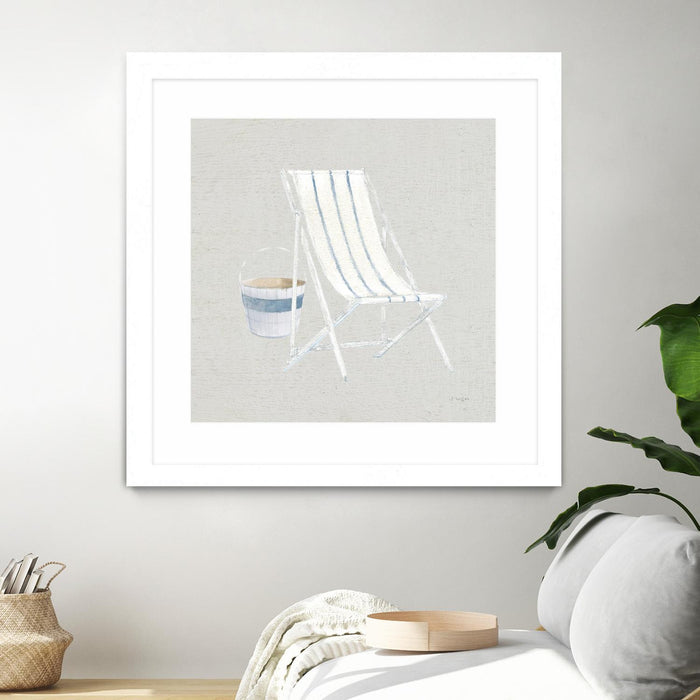 \"Serene Seaside Iii Tan\" Matted and Framed White 36x36 Wall Art
