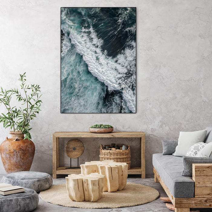 \"From Above 9\" Canvas Framed Black 18x24 Wall Art