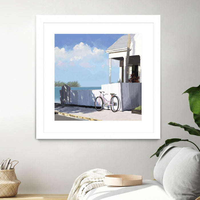 \"Key West Cabana Ii\" Matted and Framed White 30x30 Wall Art