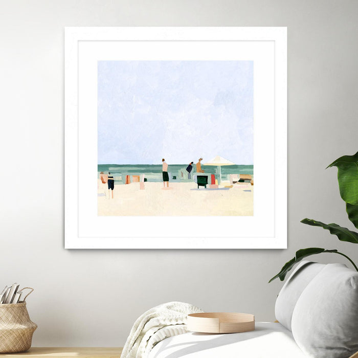 \"Family Vacation I\" Matted and Framed White 30x30 Wall Art
