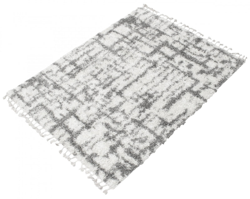 Helma Urban Cream, Light Grey Shag 6'7\" X 9'6\" Area Rug