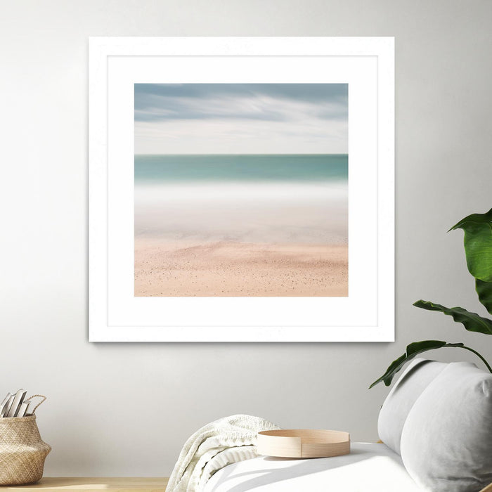 \"Beach, Sea, Sky\" Matted and Framed White 30x30 Wall Art