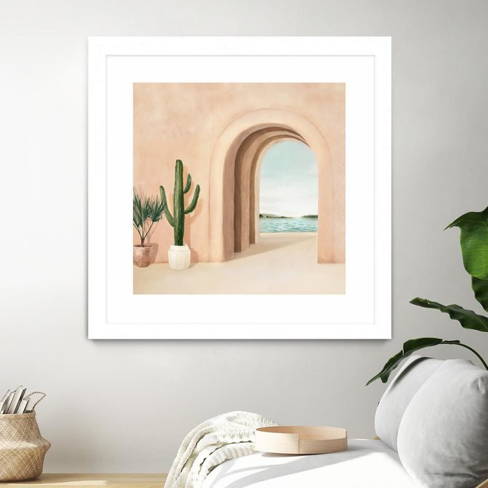 \"Coastal Arch\" Matted and Framed White 36x36 Wall Art