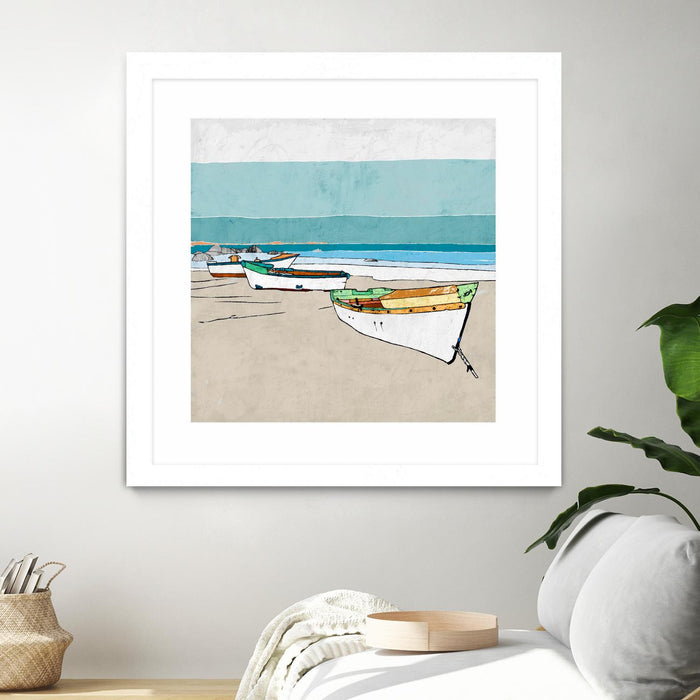 \"Lined Up\" Matted and Framed White 30x30 Wall Art