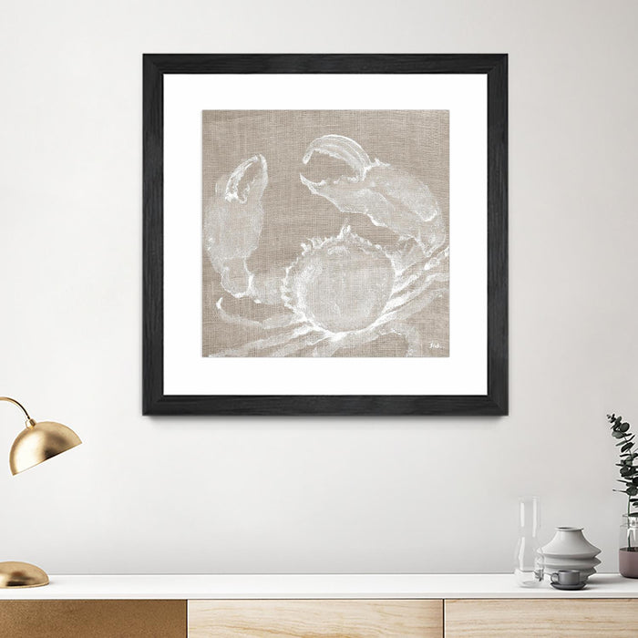 \"Neutral Surf Side I\" Matted and Framed Black 36x36 Wall Art