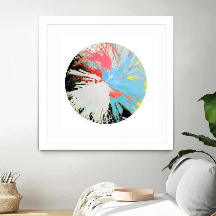 \"Spin Art 10\" Matted and Framed White 30x30 Wall Art