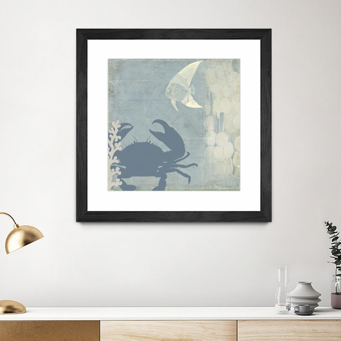 \"Ocean Life Ii\" Matted and Framed Black 30x30 Wall Art