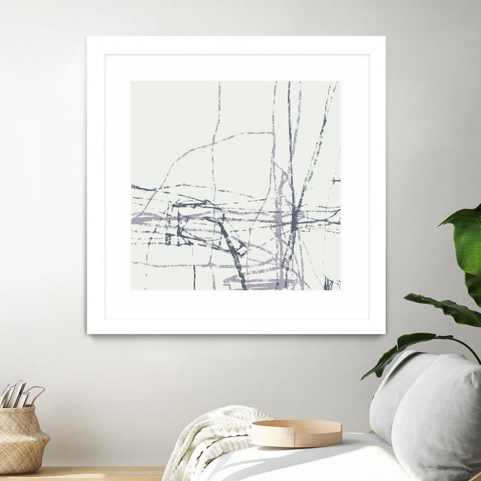 \"Chalk Doodles H\" Matted and Framed White 30x30 Wall Art