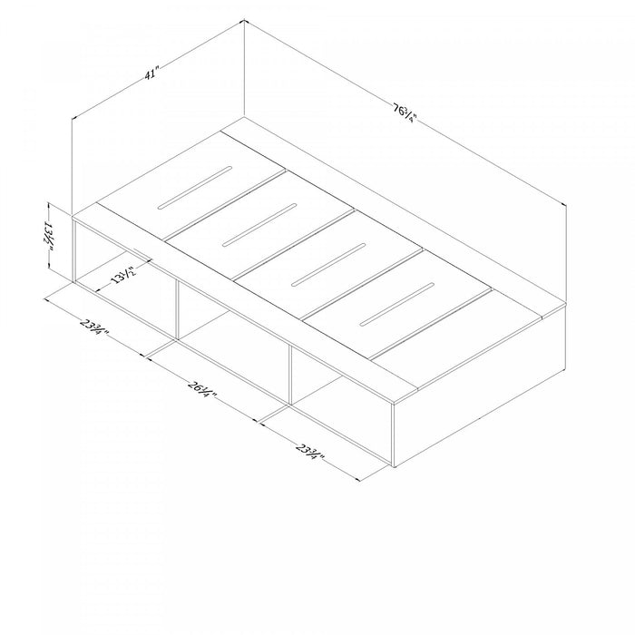 Hourra Twin Platform Bed with Open Storage - Soft Elm/White 