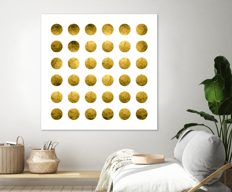 \"Golden Spots White\" Giant Art 54x54 Wall Art