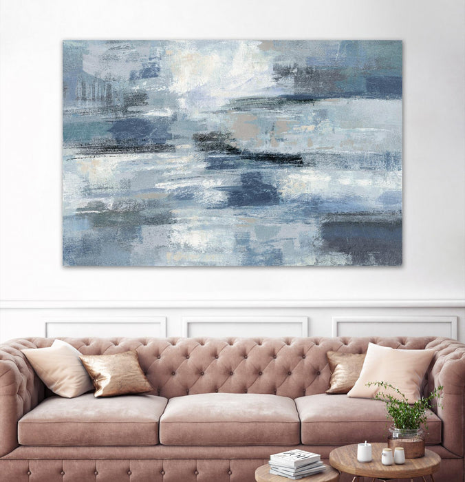 \"Clear Water Indigo And Gray\" Giant Art 84x54 Wall Art