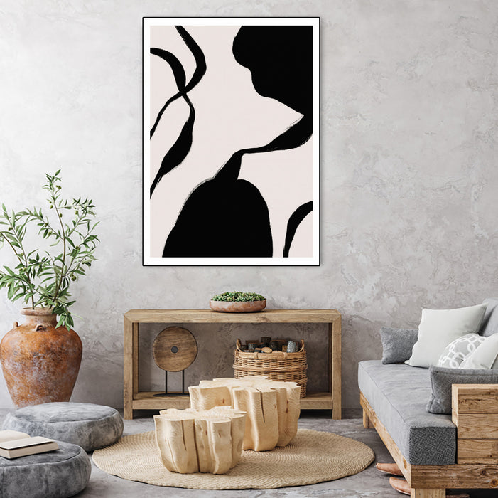 \"Mouvement\" Canvas Framed Black 24x32 Wall Art