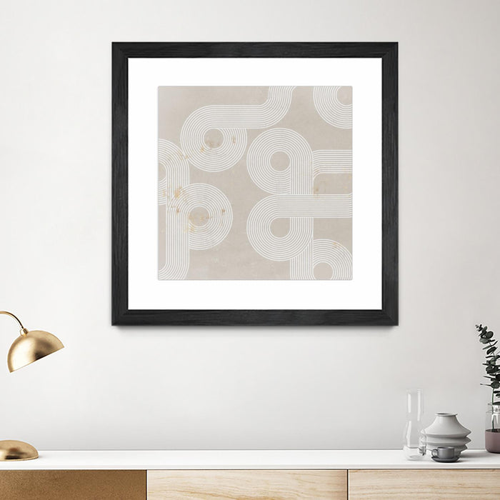 \"Fluxus I\" Matted and Framed Black 36x36 Wall Art