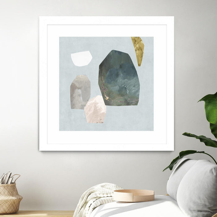 \"Assembly I\" Matted and Framed White 36x36 Wall Art