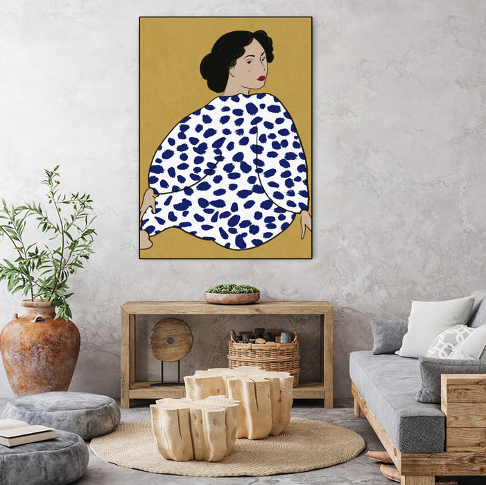 \"Happy Girl\" Canvas Framed Black 30x40 Wall Art