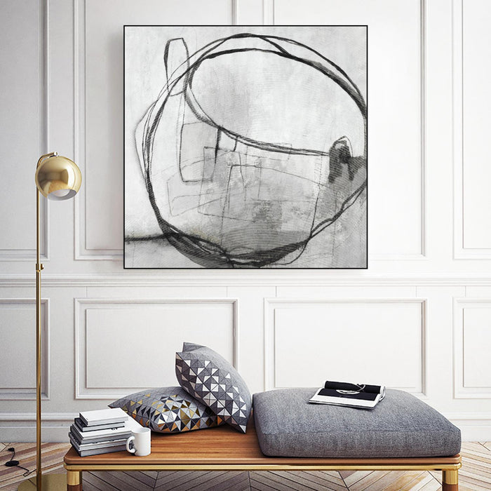 \"Lucent Sphere\" Canvas Framed Black 20x20 Wall Art