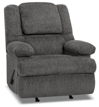 5598 Chenille Rocker Recliner with Storage Arms - Atlantic Graphite 