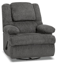 5598 Chenille Swivel Recliner with Storage Arms - Atlantic Graphite 
