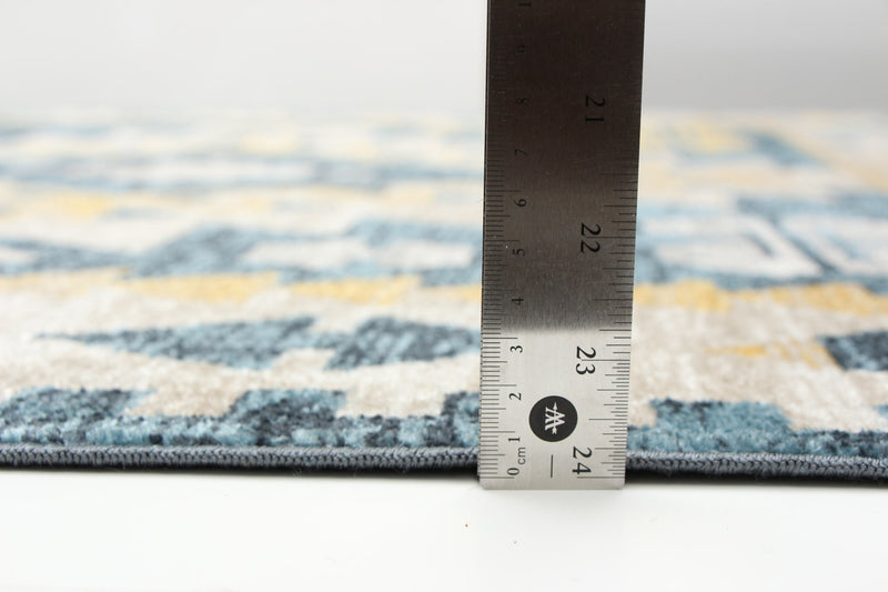 Mosaic Taupe/Blue Machine Washable Area Rug - 8'0\" x 10'0\"