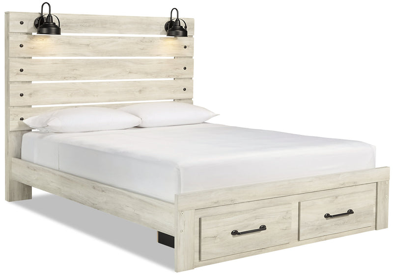 Abby King Storage Bed - {Rustic}, {Industrial} style Bed in White {Engineered Wood}