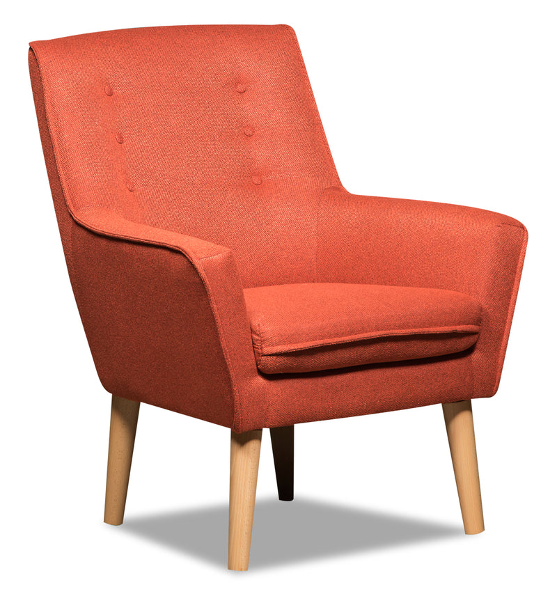 Arni Linen-Look Fabric Accent Chair - Orange - {Modern}, {Retro} style Accent Chair in Orange {Plywood}, {Solid Woods}