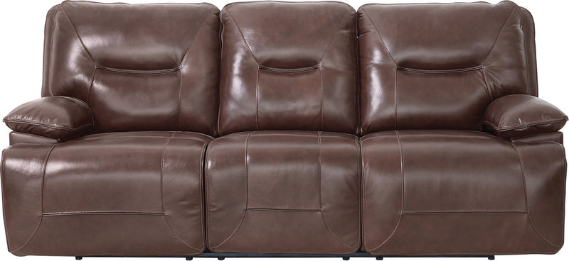 Beau Genuine Leather Power Reclining Sofa – Burgundy - Contemporary style Sofa in Burgundy