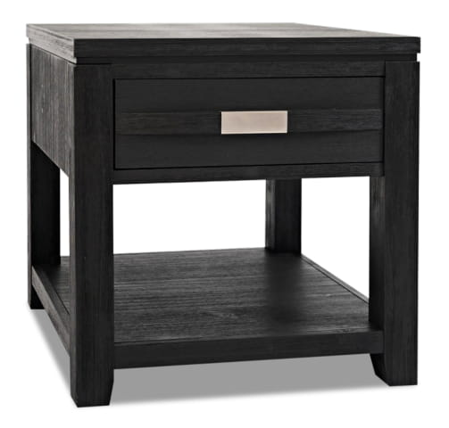 Bronx End Table - Charcoal - Contemporary style End Table in Charcoal Acacia