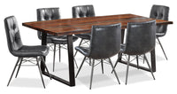 Bowery 7pc Dining Set with Table & 6 Avis Chairs, Sheesham Wood, Metal, 80