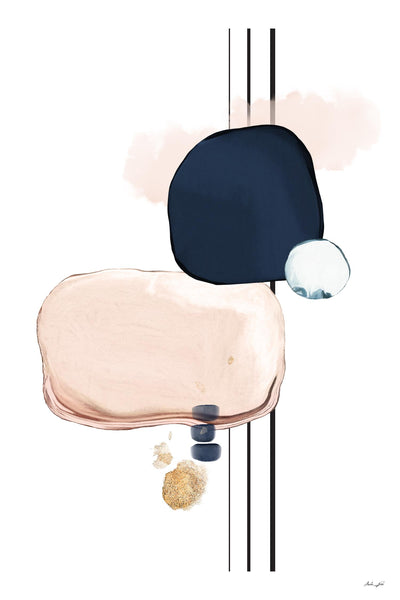 "Abstract Study Blush And Navy Blue" Giant Art 84x54 Wall Art