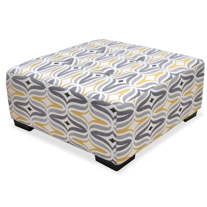 Carey Linen-Look Fabric Accent Ottoman - Grey and Yellow
