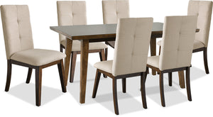 Chelsea 7-Piece Dining Table Package with Beige Chairs