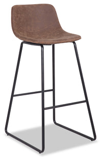 Coty Barstool with Vegan Leather Fabric, Metal - Brown 