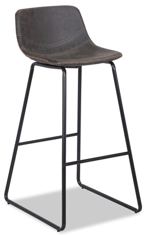 Coty Barstool with Vegan Leather Fabric, Metal - Grey