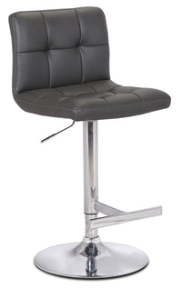 Cruz Barstool with Swivel & Adjustable Seat, Vegan Leather Fabric, Metal - Grey 