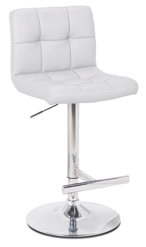 Cruz Barstool with Swivel & Adjustable Seat, Vegan Leather Fabric, Metal - White