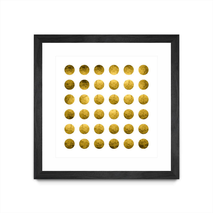 \"Golden Spots White\" Matted and Framed Black 30x30 Wall Art